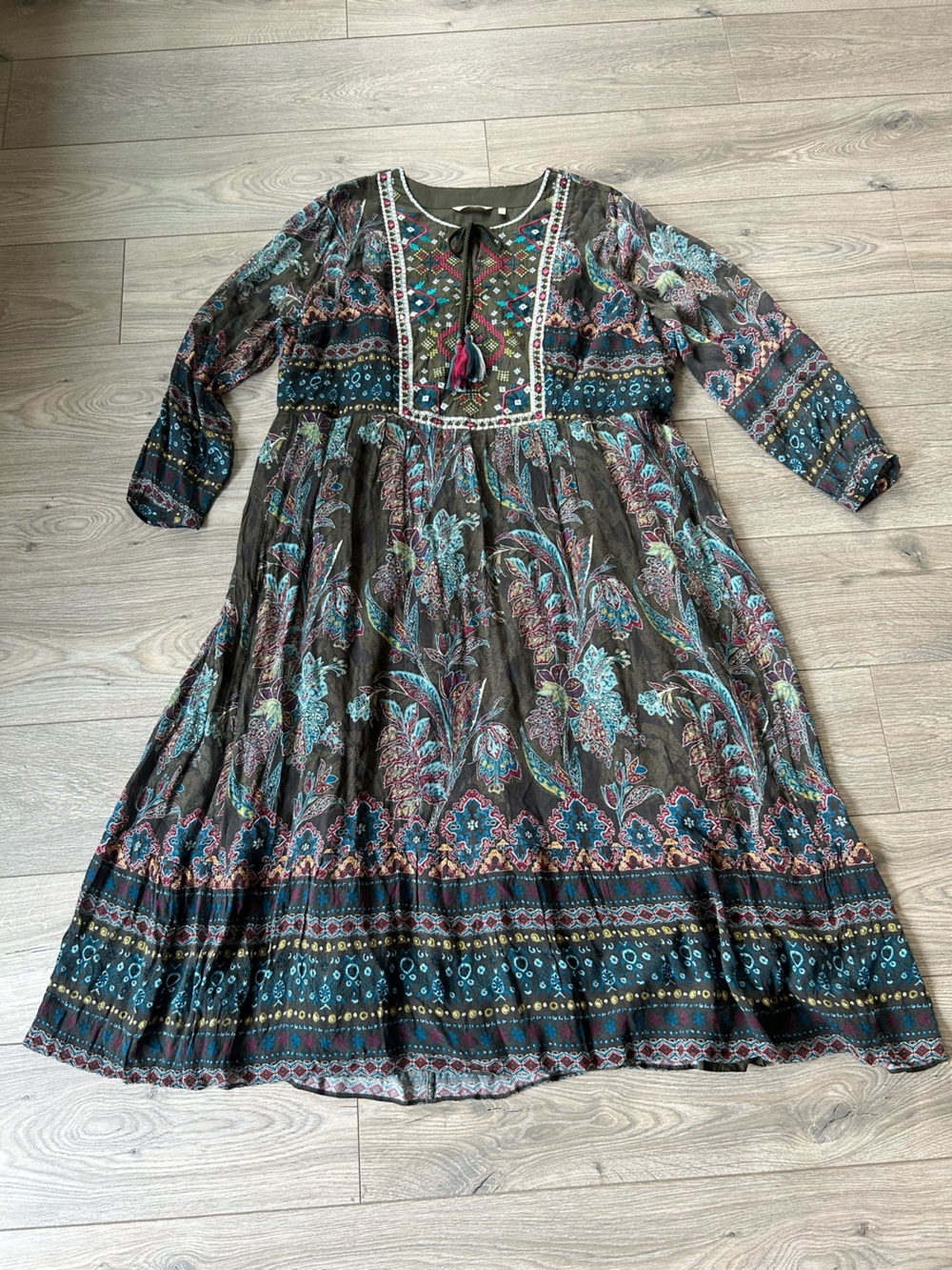 Soft Surroundings Mirapani Embroidered Gypsy Peasant Boho Maxi Dress Size 3X - Picture 2 of 10